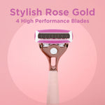 Quattro For Women Rose Gold Razor + 5 Blades Refills