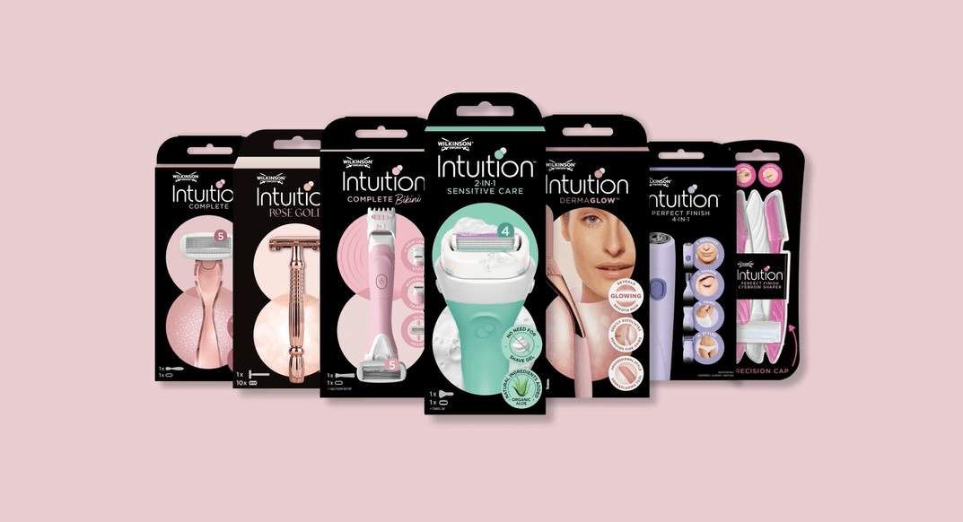 A range of Wilkinson Sword Intuition shaving products